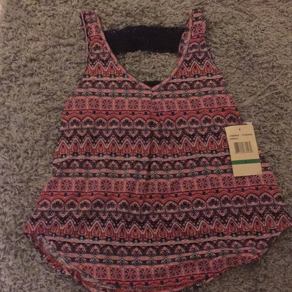 Pink and purple patterned tank top